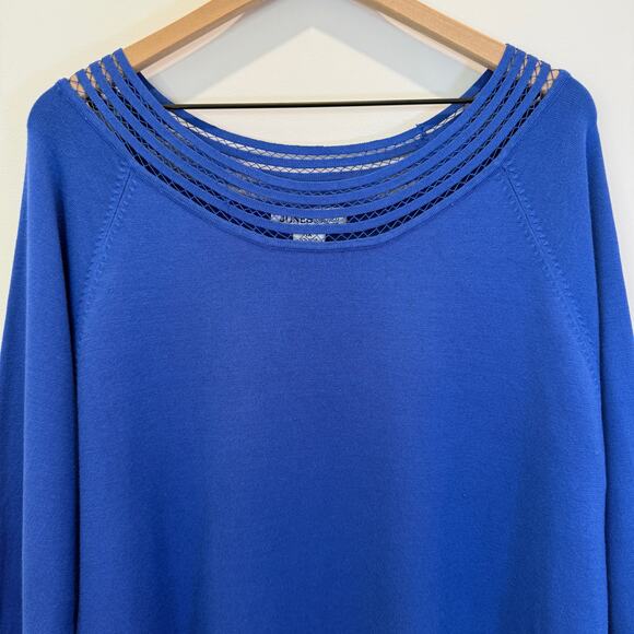 New Jones & Co Boatneck Knit Top Size 1X Royal Blue - Picture 2 of 13